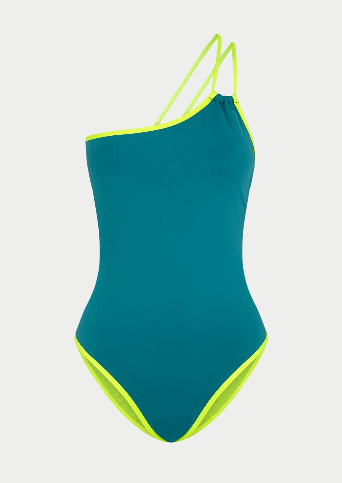 Comprar Bañador asimétrico Bali azul petróleo para mujer y teen con colores flúor de To the Moon.
