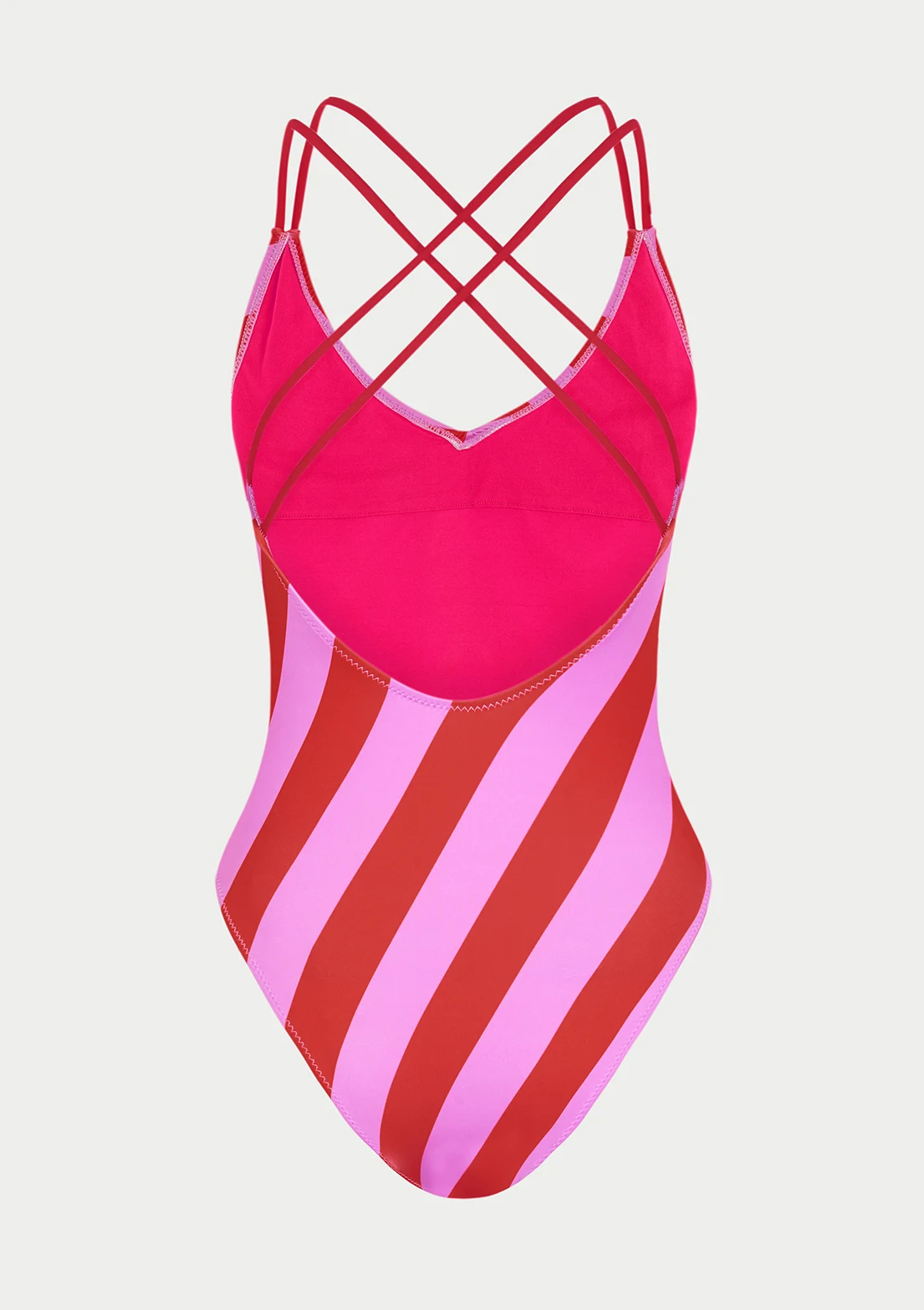 Silueta del Bañador Rayas Rojas de To the Moon para mujer y teen.