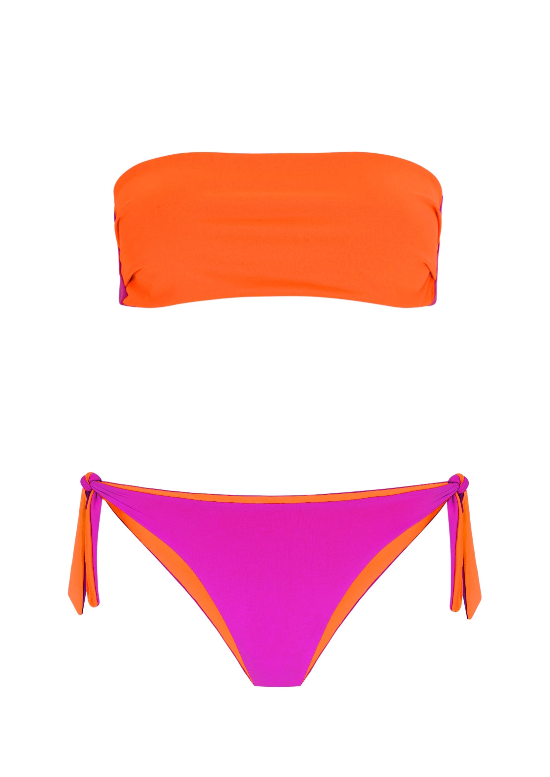 Silueta version uno del bikini reversible para mujer y teen amarillo flúor y azul aqua de To the Moon.