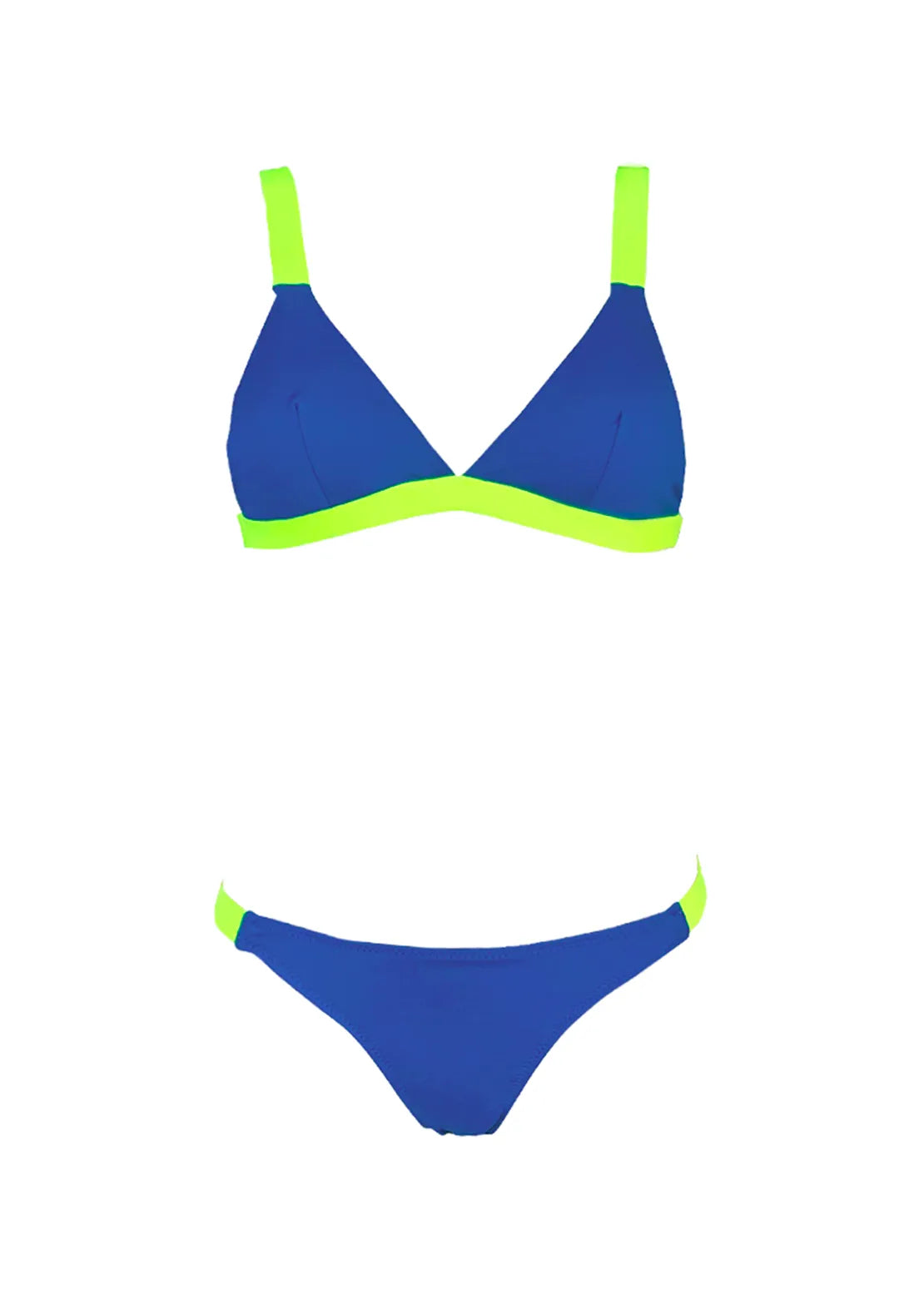 Comprar bikini triángulo color azul y amarillo neón To the Moon.