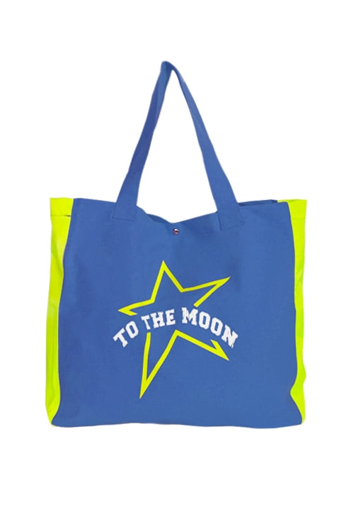 Bolsa de playa azul amarillo fluor To the Moon