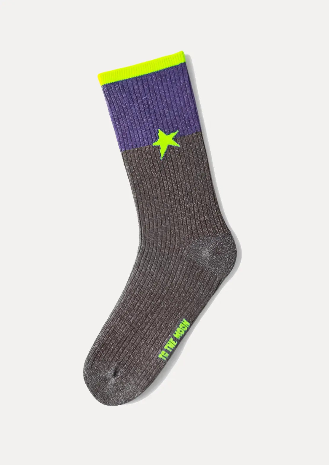 Calcetín media caña en color morado y gris. Modelo Lúrex Stone. Calcetines To the Moon