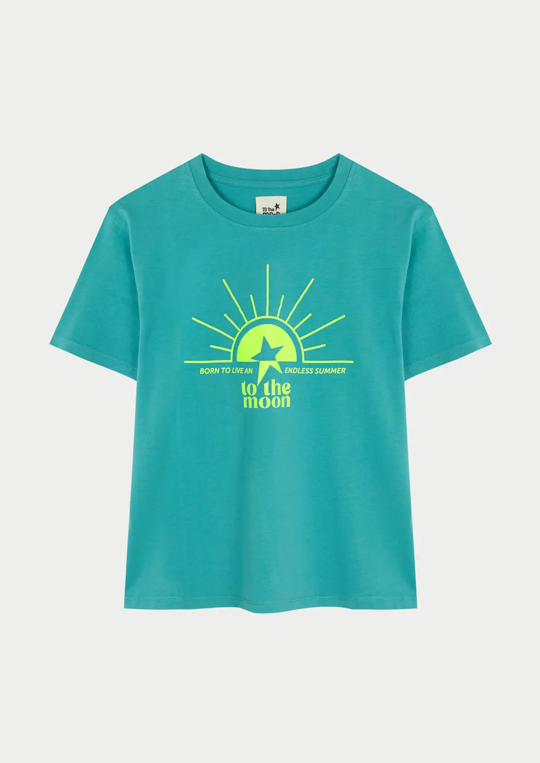 Camiseta de manga corta de To the Moon color azul aqua.