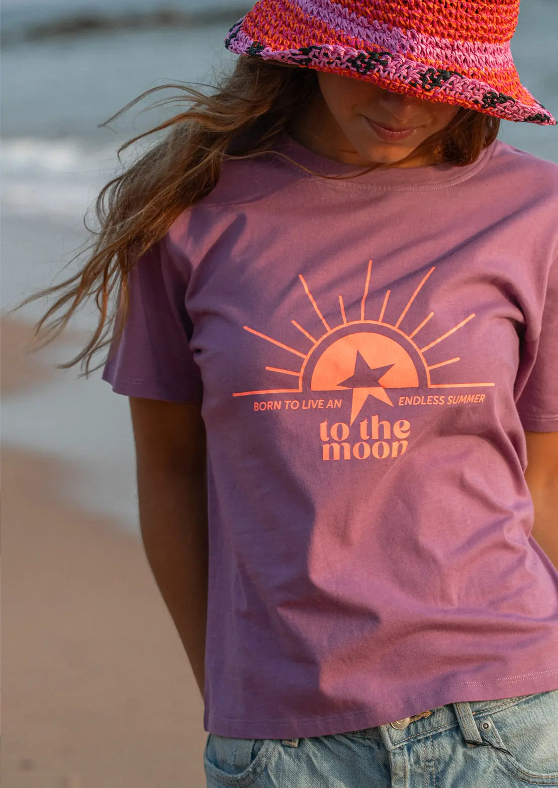 Camiseta de To the Moon color rosa de manga corta
