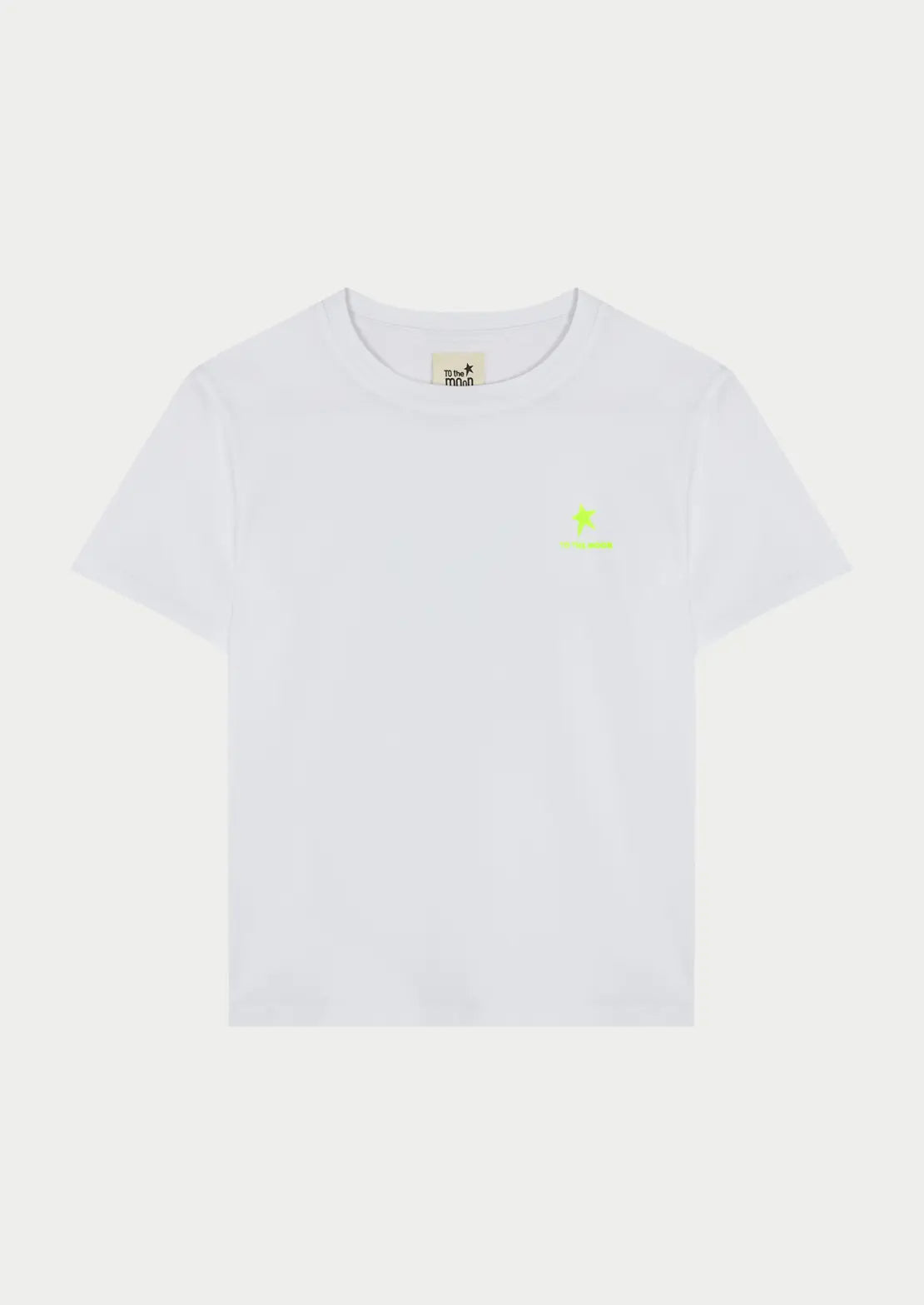 Camiseta de manga corta de To the Moon color blanco, parte frontal.