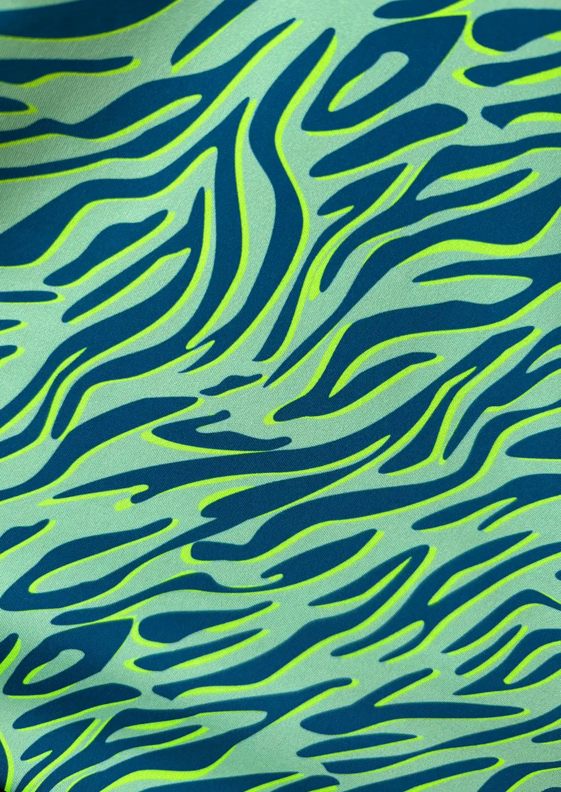 Estampado del bikini asimetrico para mujer y teen color verde y amarillo flúor estampado cebra de To the Moon.