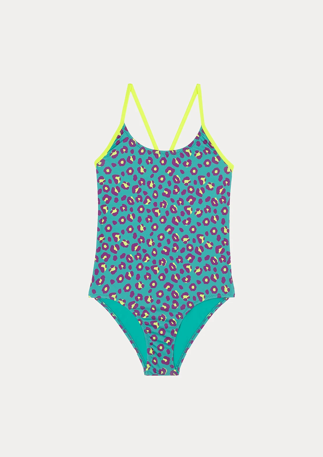 Silueta bañador para niñas y teens de To the Moon. Modelo Charlotte Leopardo Aqua colección 2025.