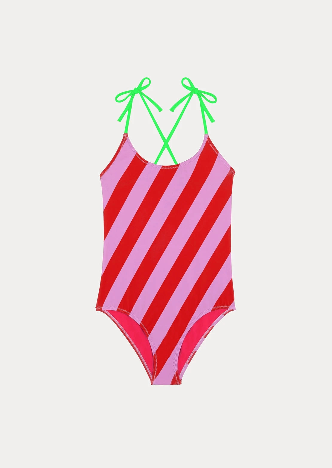 Silueta Bañador estampado rayas para niñas y teens de To the Moon modelo Iconic Rayas Rojas