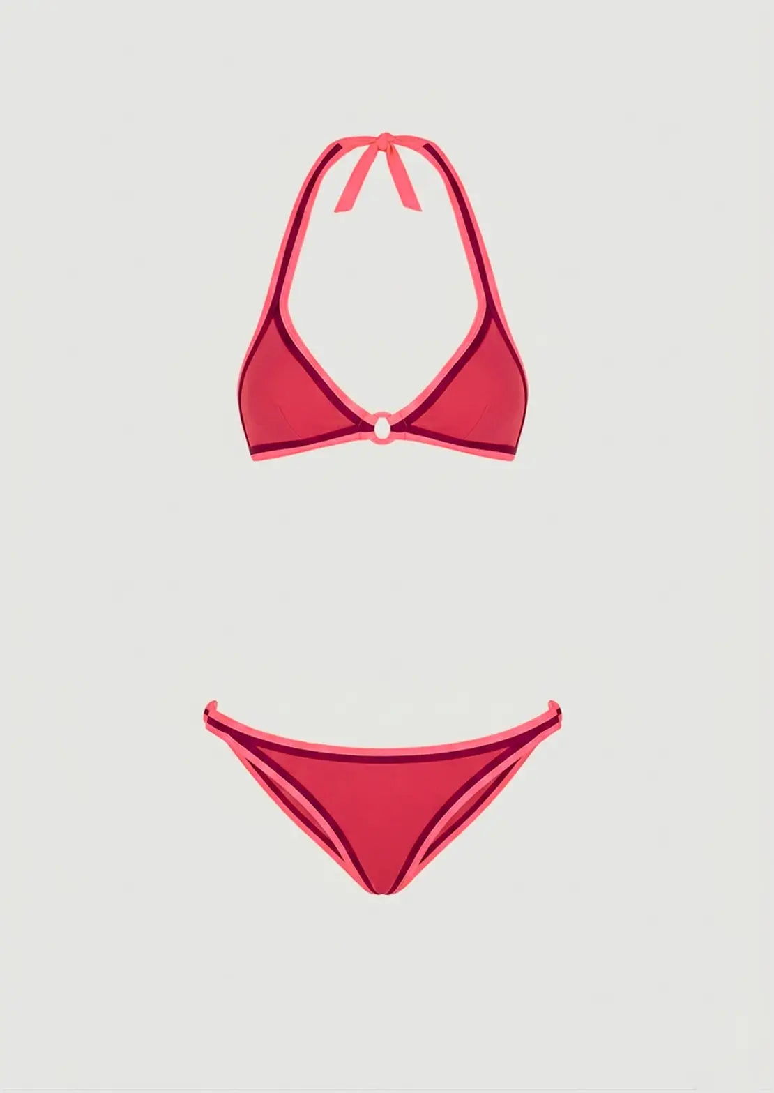 Silueta del Bikini Bahamas Cherry de To The Moon con diseño multitono sobre fondo blanco minimalista.