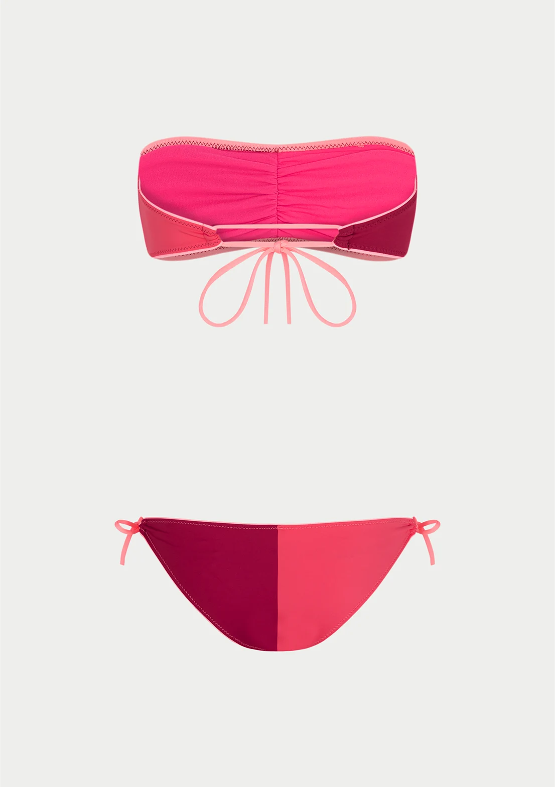 Comprar bikini To the Moon bandeau colorblock varios lilas y amarillo neón para mujer y teen.