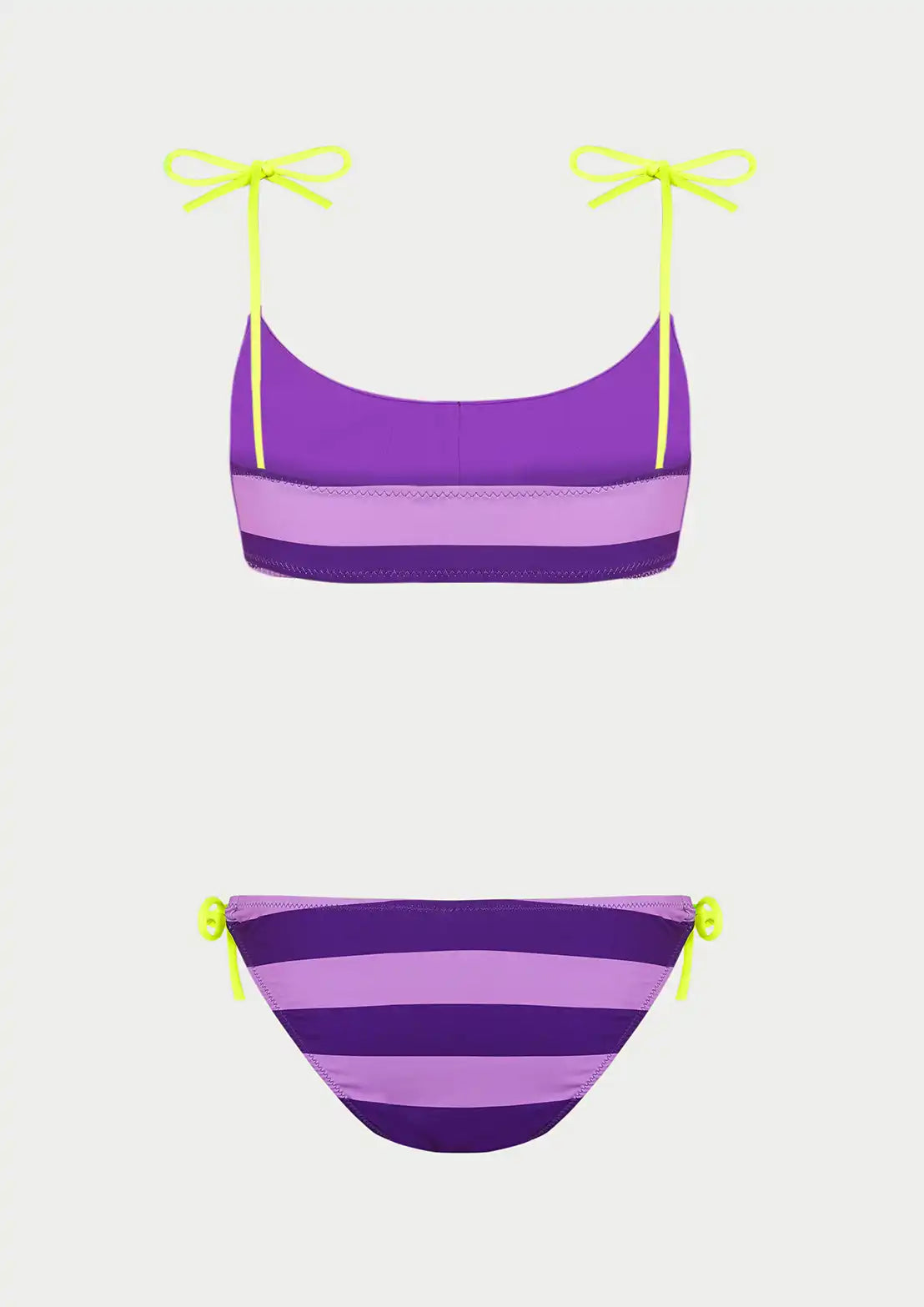 Silueta del bikini Top rayas moradas de To the Moon para mujer y teen.