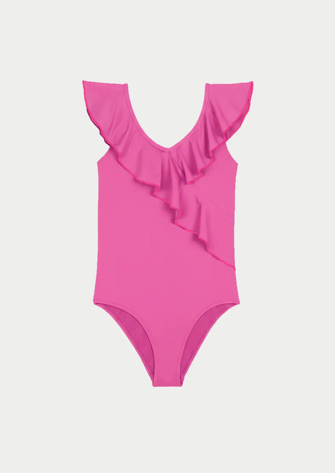 Silueta del modelo Broadway en rosa remallado fucsia de To the Moon para niñas y teens sobre fondo blanco.