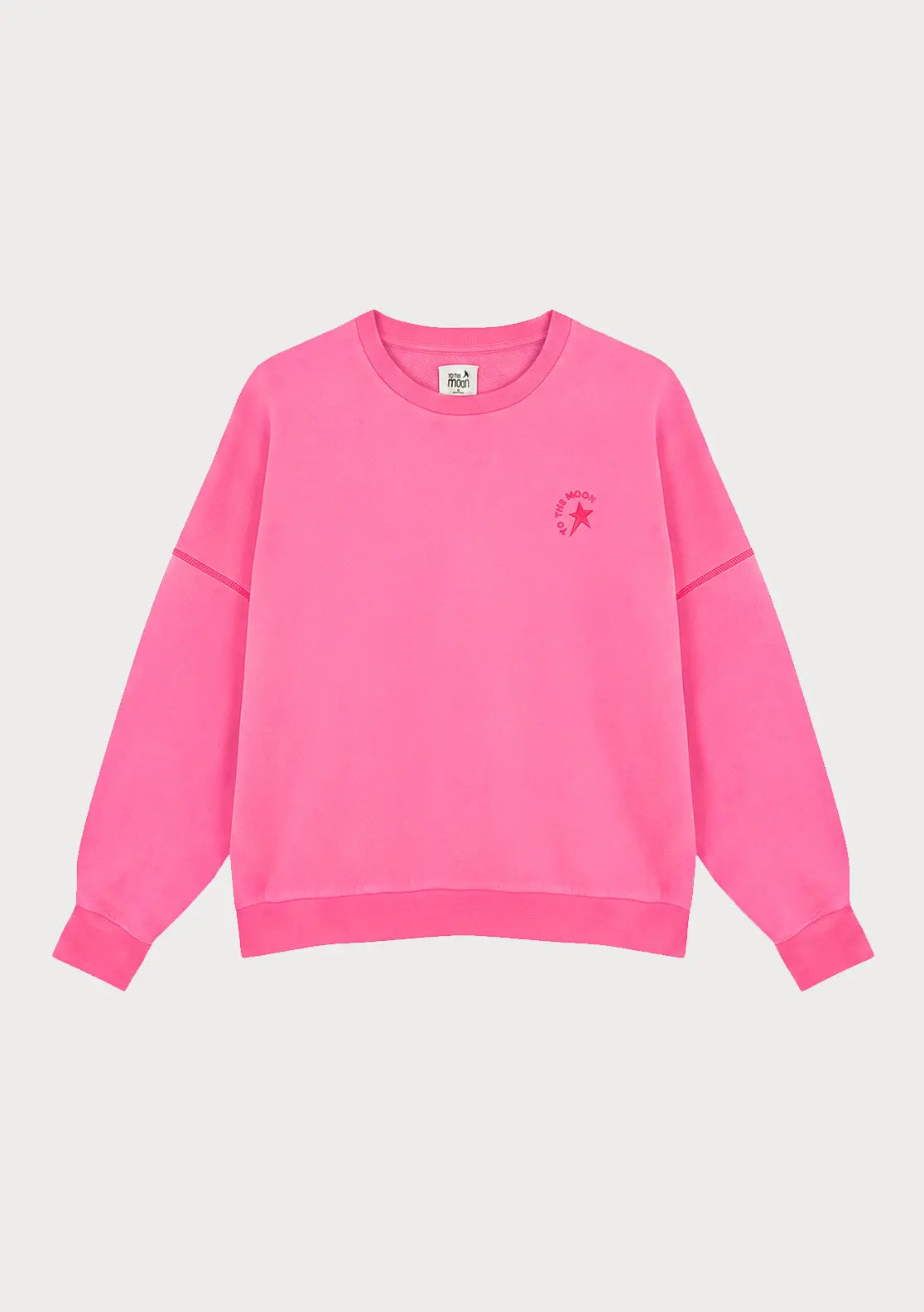 Sudadera Star Neon Pink con manga caída de To the Moon color rosa con contrastes flúor y ideal para el verano.