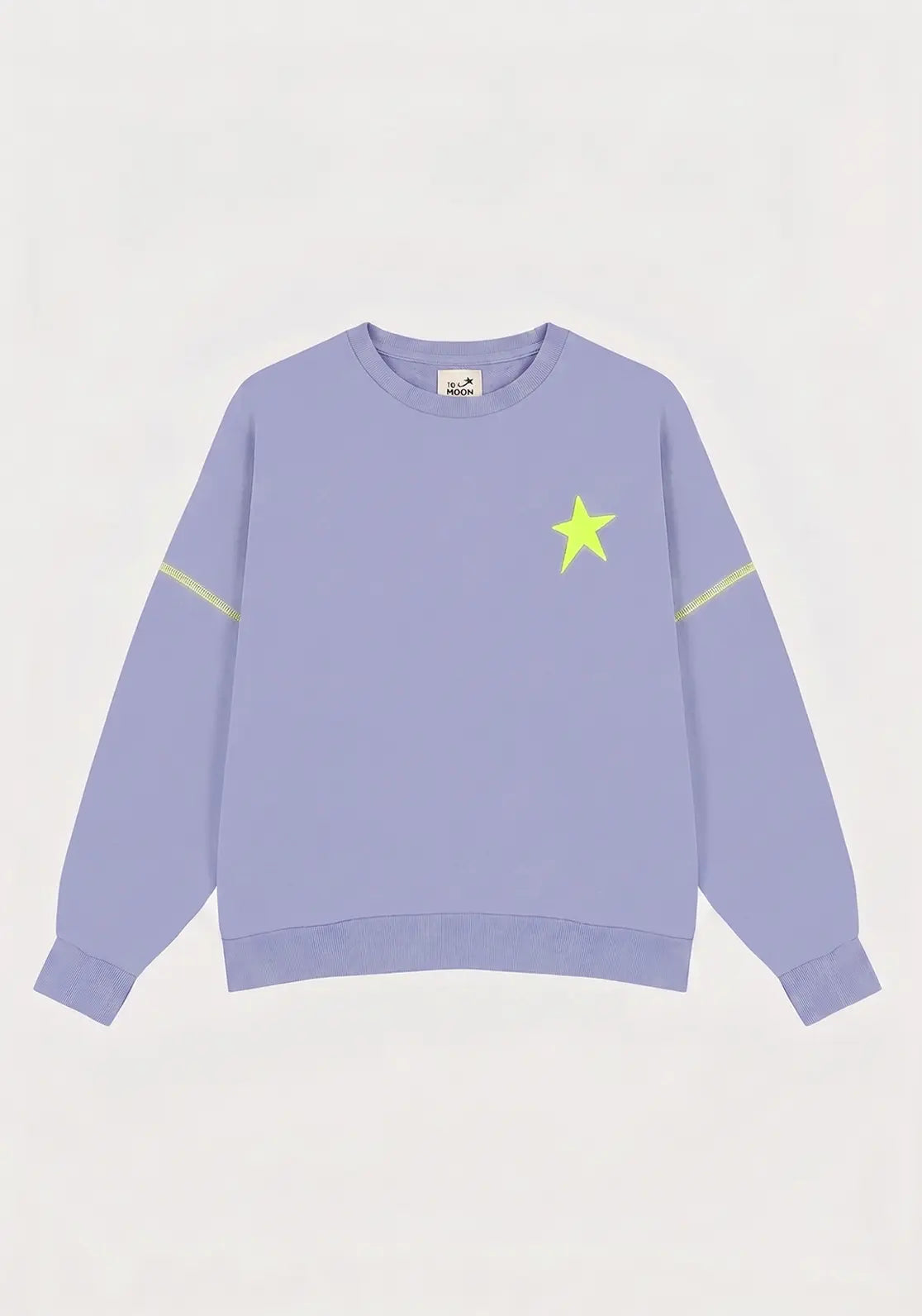 Sudadera Summer Club Lavender on manga caída de To the Moon color lila con contrastes amarillo neón y ideal para el verano.