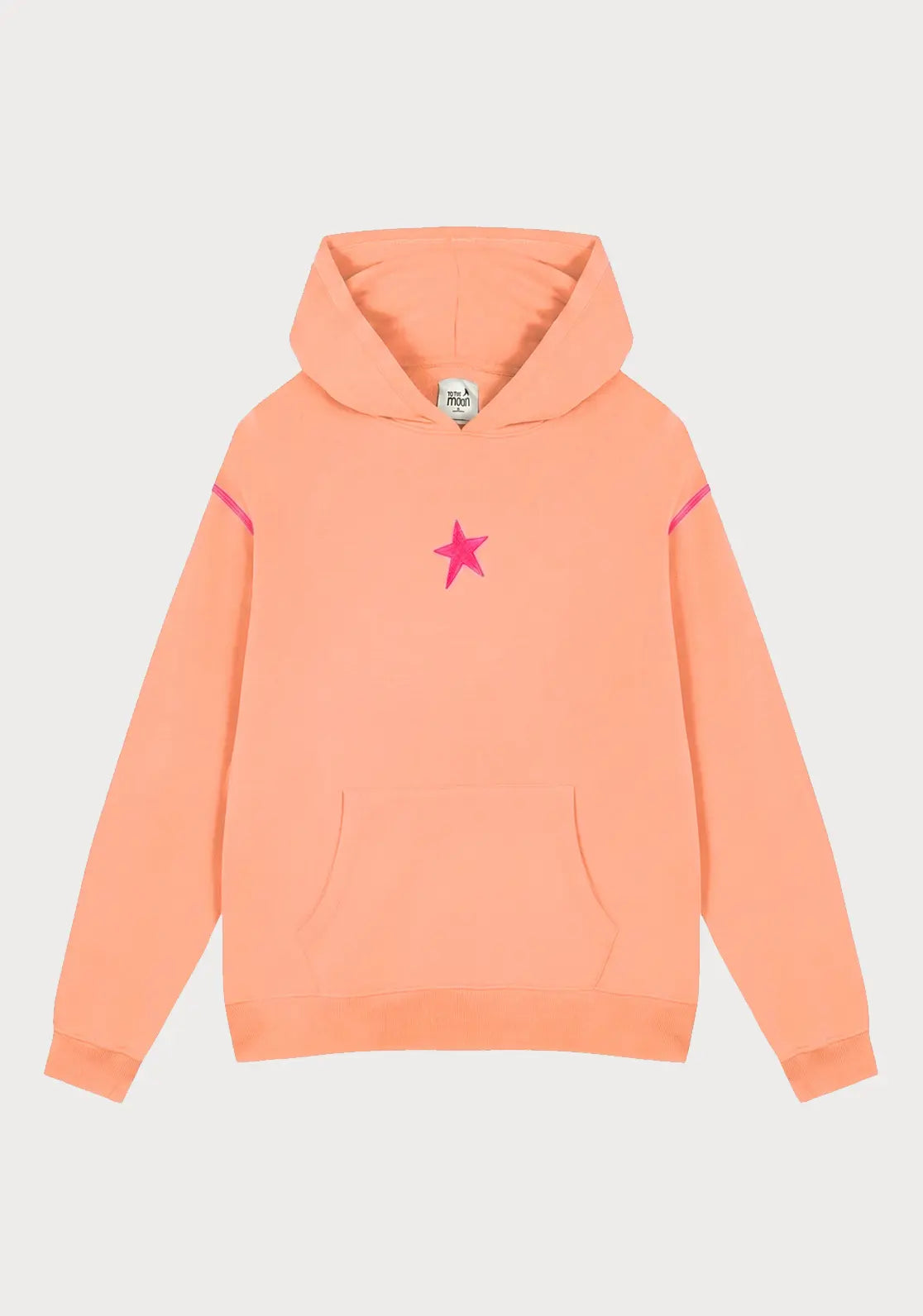 Hoode ideal para teens modelo Summer Club Peach color melocotón y rosa neon con capucha y bolsillo canguro de To the Moon