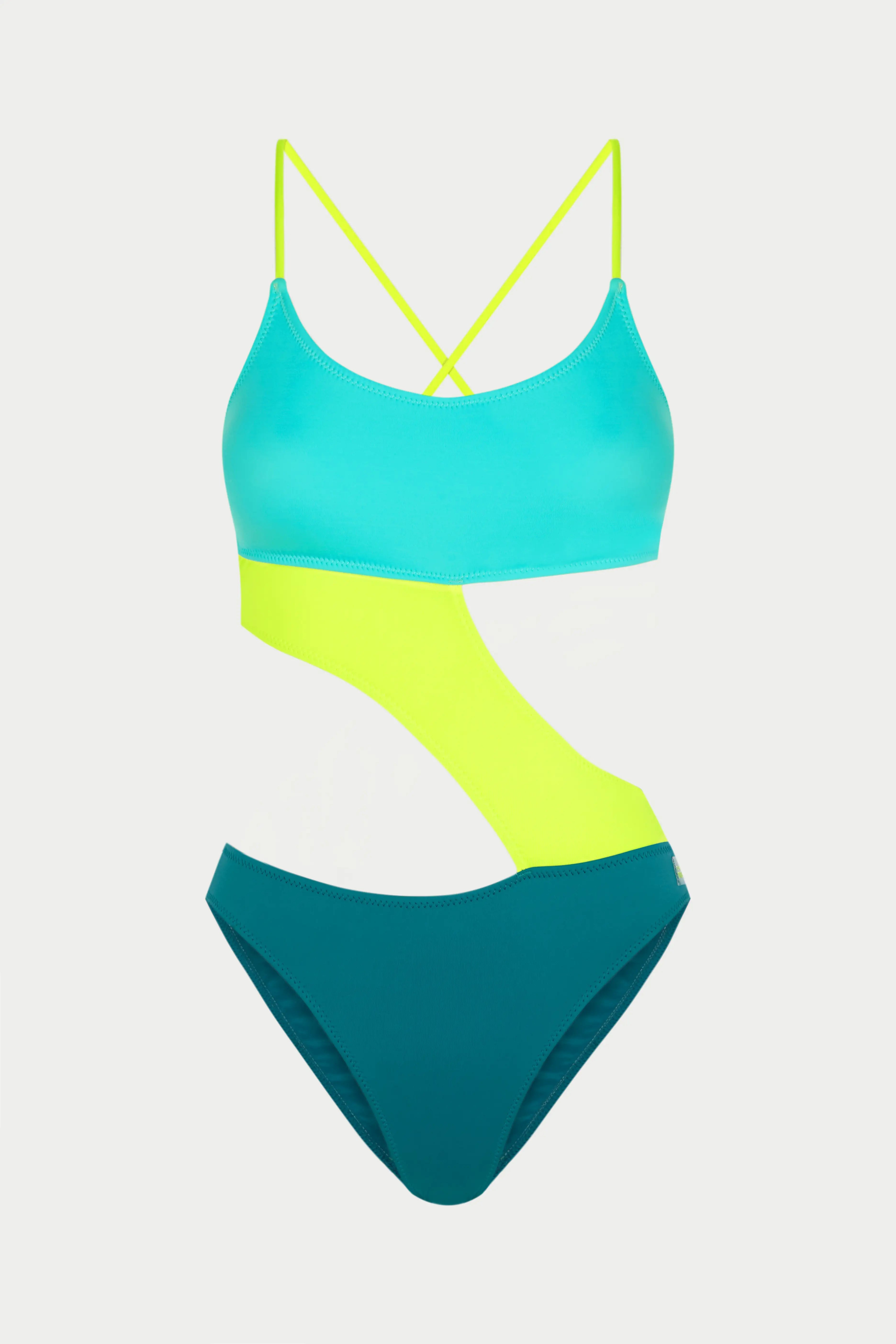 Comprar trikini To the Moon modelo Snake Aqua color azul aqua, azul petróleo y amarillo flúor.