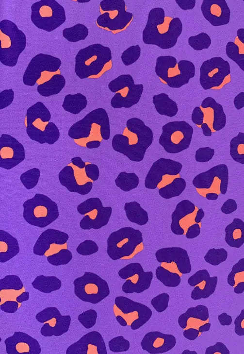 Print bikini cortinilla naranja flúor y lila animal print