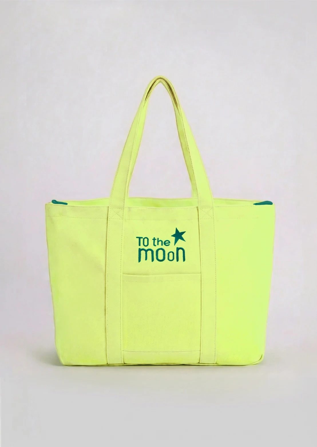 Bolsa de playa en color amarillo flúor multiusos con cremallera de To the Moon ideal para niña y mujer.