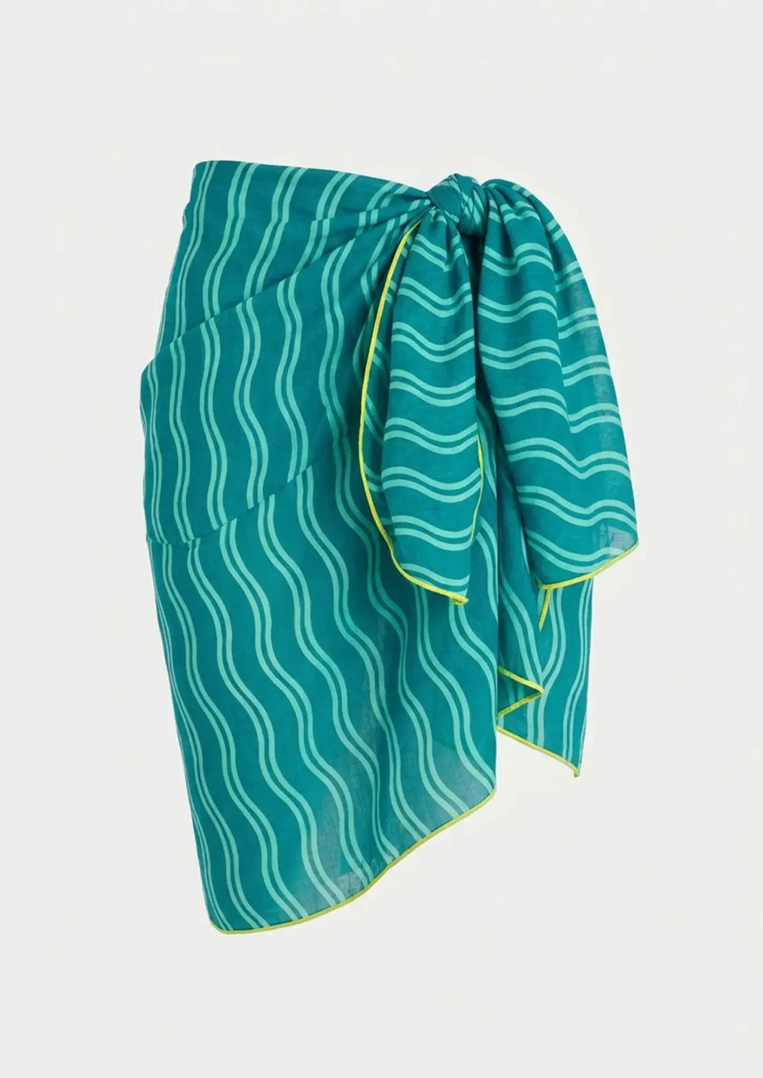 Pareo de ondas aqua en 100% algodón de To the Moon forma rectangular para mujer y teens.