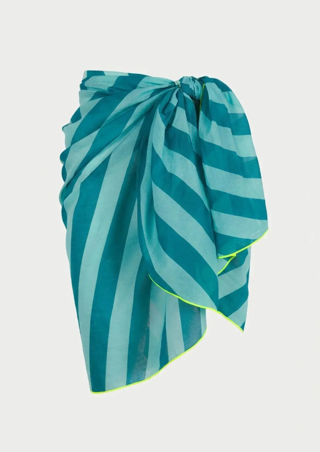 Pareo de rayas aqua en 100% algodón de To the Moon forma rectangular para mujer y teens.