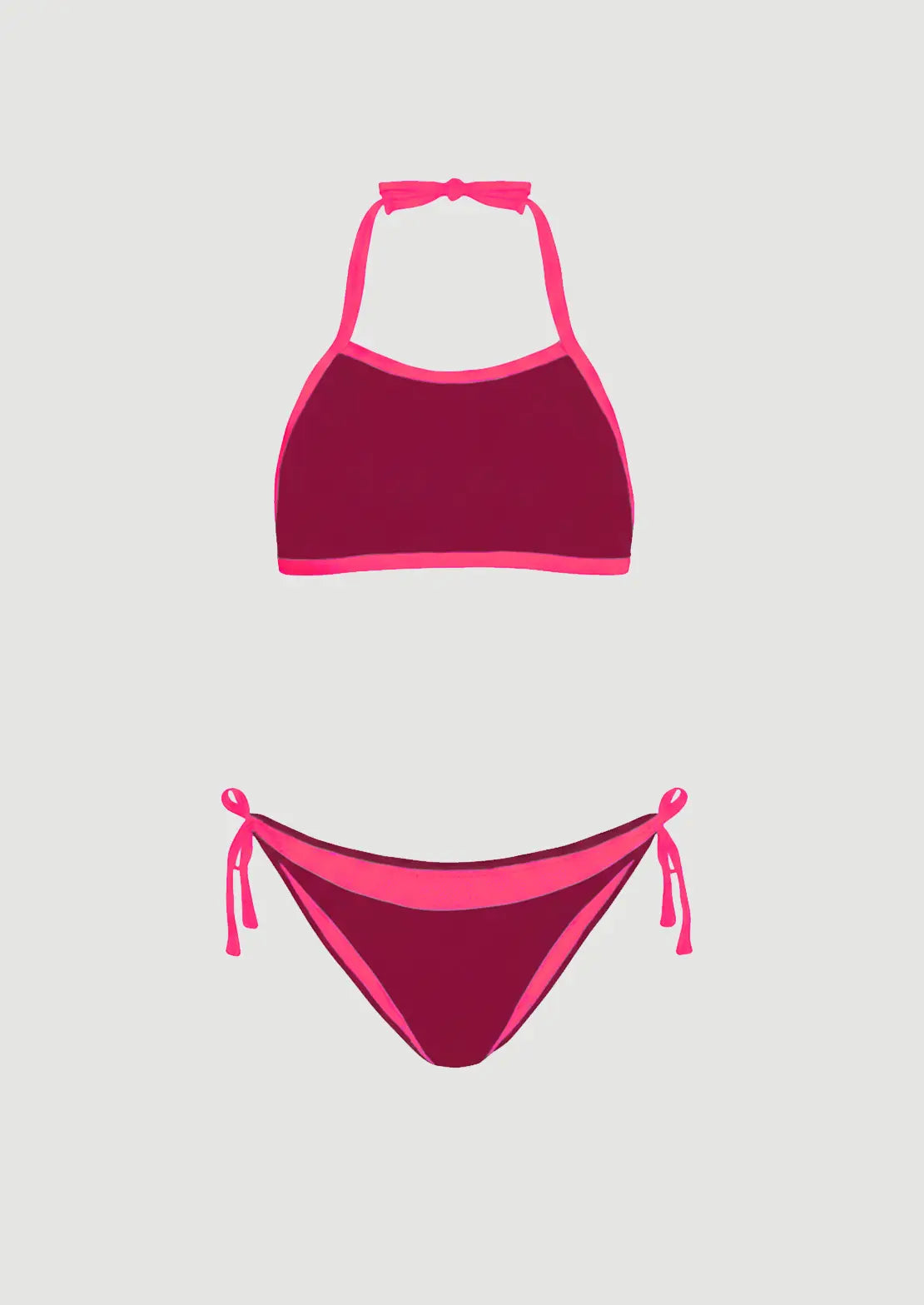 Silueta del Bikini Halter Cherry de To The Moon sobre fondo blanco para mujer y adolescente.
