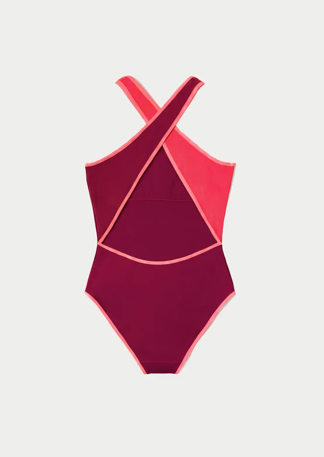 Silueta de la parte trasera del bañador Halter Pop Cherry sobre fondo blanco para niñas y teens de To the Moon

