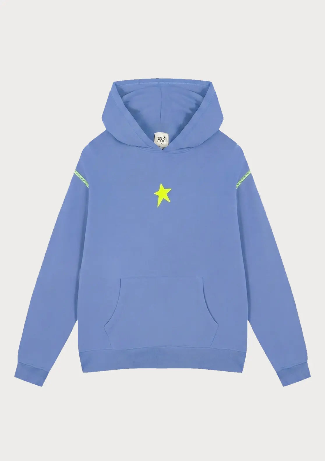 Sudadera Stars Indigo color azul y amarillo flúor con capucha y bolsillo canguro de To the Moon ideal para teens
