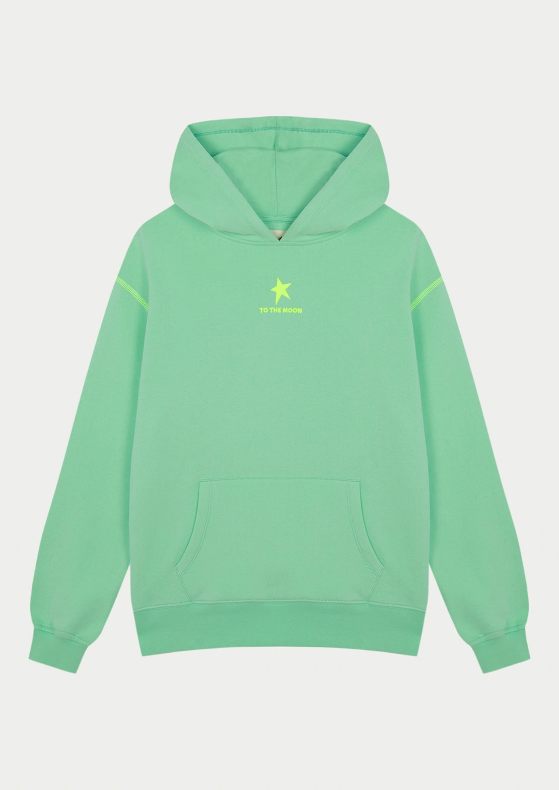 Sudadera con capucha y bolsillo canguro de To the Moon en color verde Mint.
