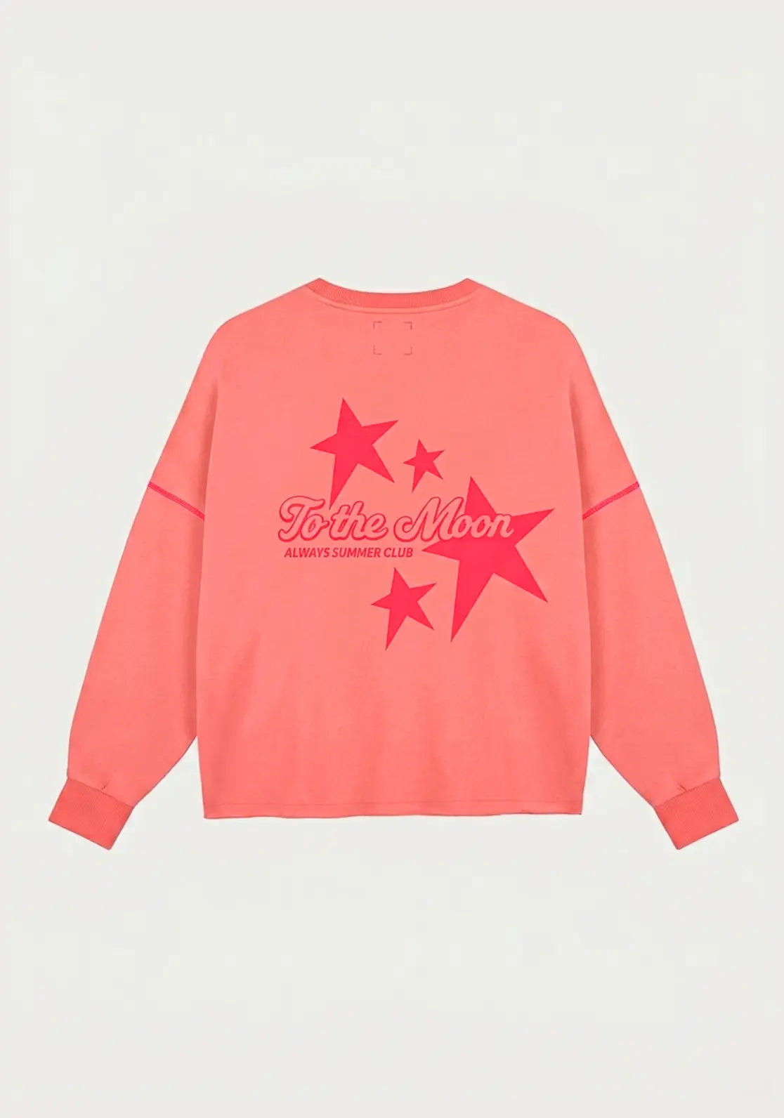Sudadera Loose Sunset de To the Moon.  Ideal para mujer y teen, color coral y rubi flúor y ideal para el verano.
