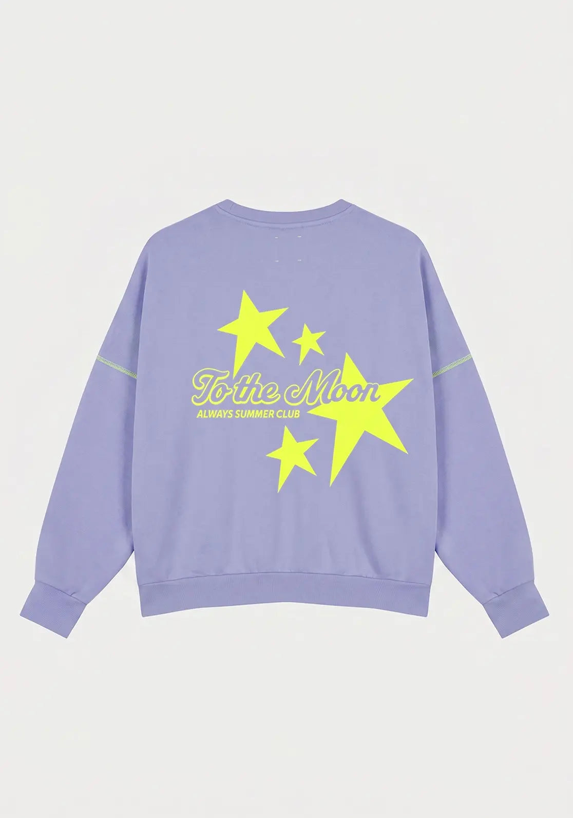 Sudadera Summer Club Lavender de To the Moon.  Ideal para mujer y teen, color lila y amarillo flúor y ideal para el verano.
