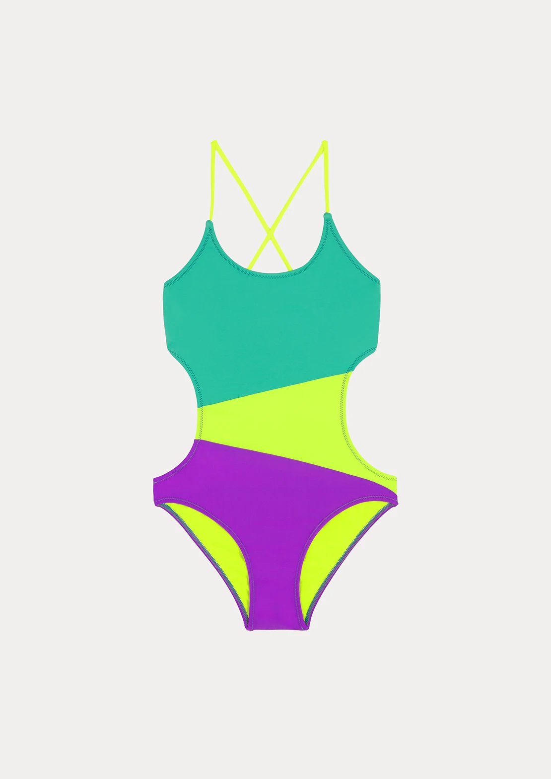 Trikini Colorblock Green ideal para teens de To the Moon con tonos neón.
